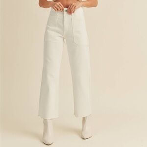 Just Black Denim High-Rise Utility Wide Leg Raw Hem Jeans Off-White 24